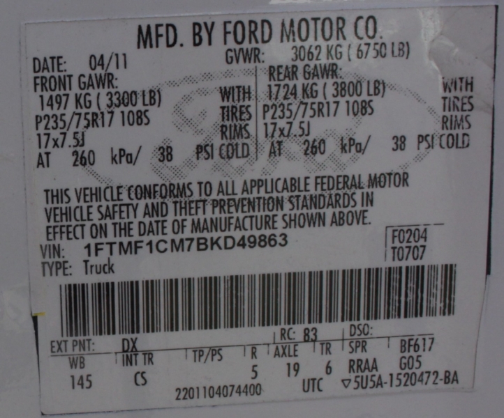 Ford F-150 XL 35K m 2011 price $21,995