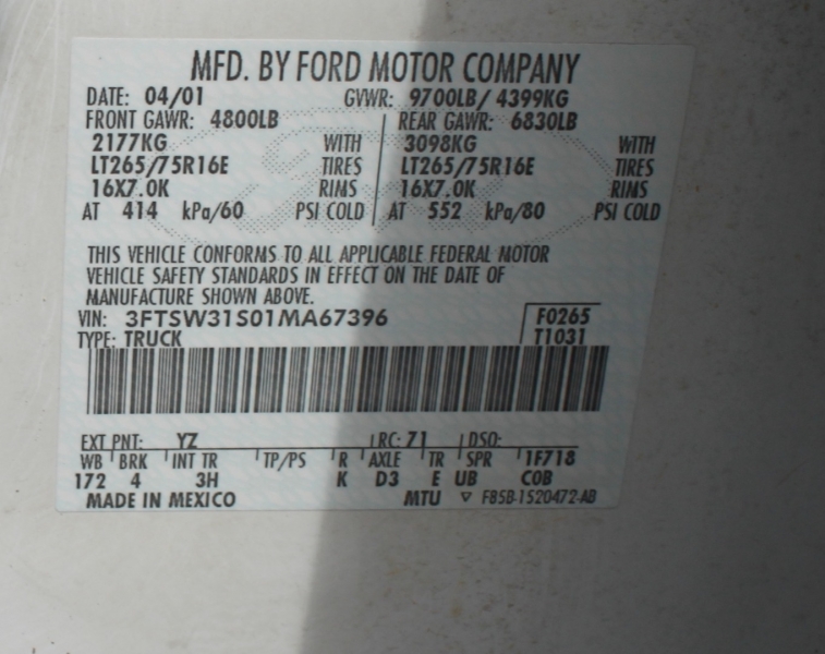 Ford Super Duty F-350 XL 4WD 2001 price 