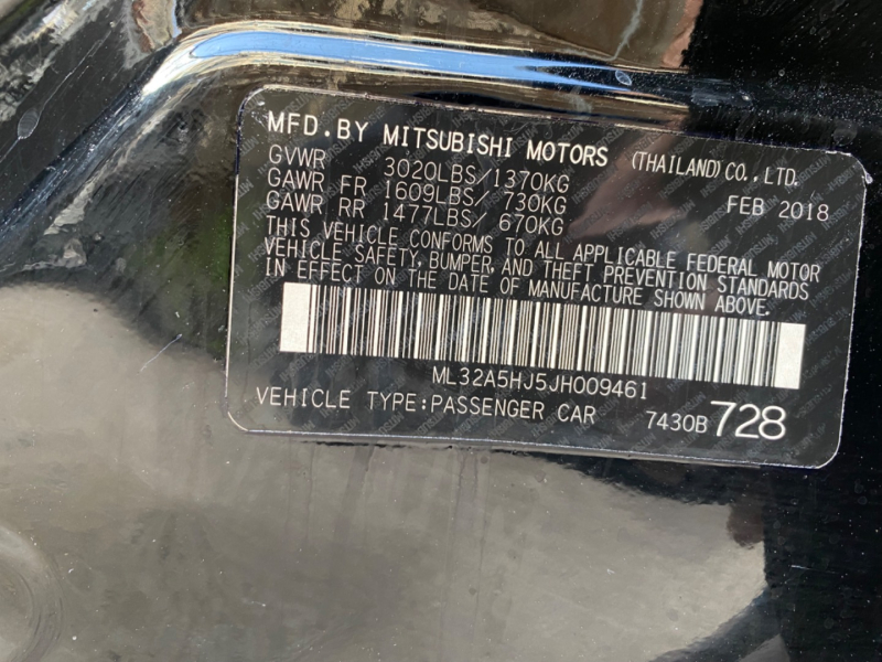 Mitsubishi Mirage 2018 price $7,799