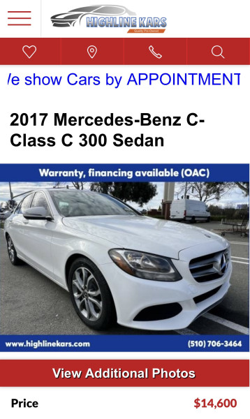 Mercedes-Benz C-Class 2017 price $13,450