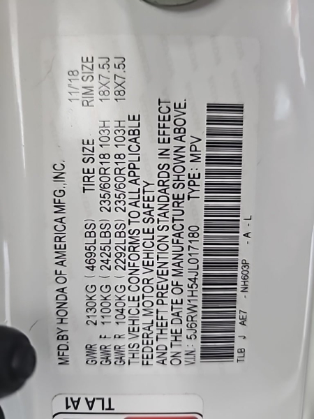 Honda CR-V 2018 price $27,138