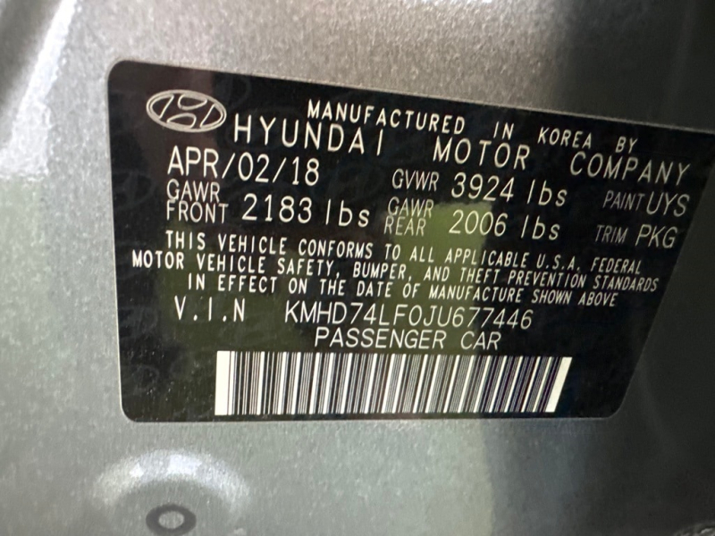Hyundai Elantra 2018 price Call for Pricing.