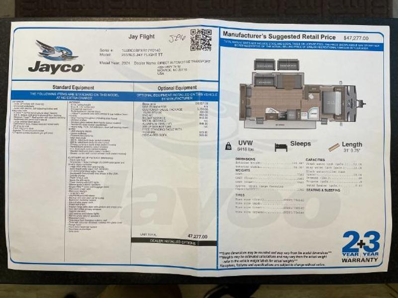 JAYCO JAY FLIGHT TT 2024 price $29,988