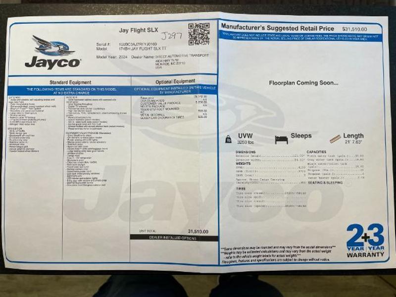 JAYCO JAY FLIGHT SLX 2024 price $18,988