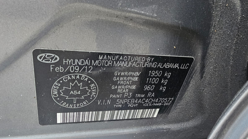 Hyundai Sonata 2012 price $9,990