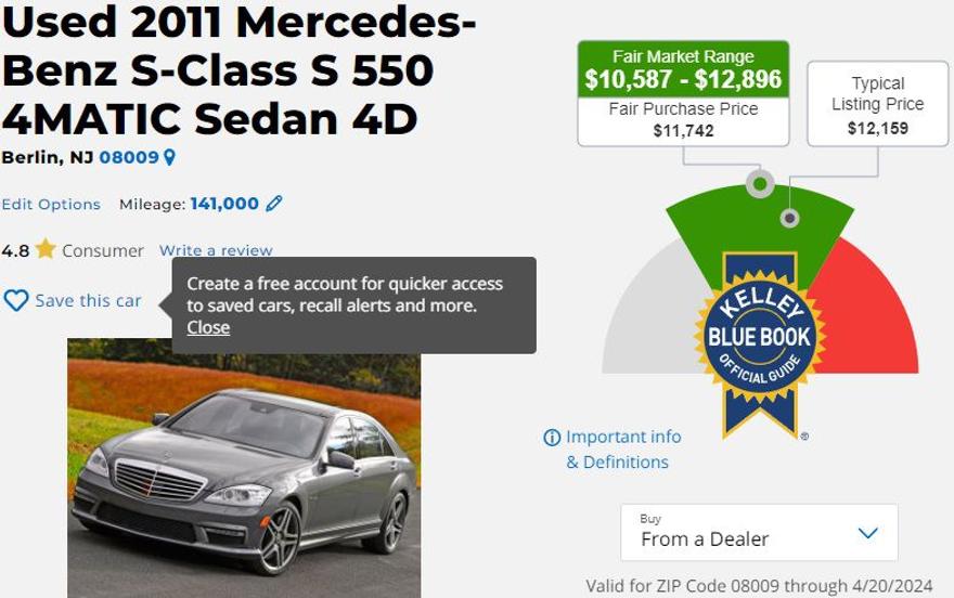 MERCEDES-BENZ S-CLASS 2011 price $10,900