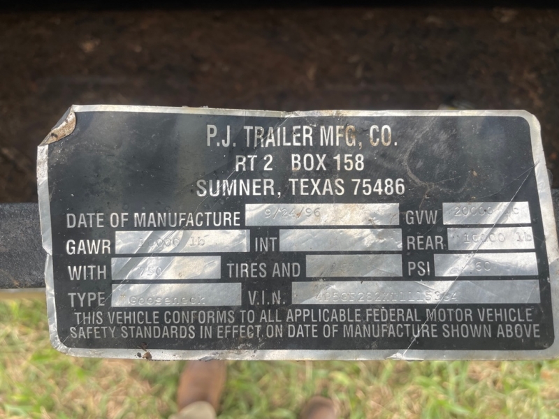 PJ TRAILER 102X28GNTDRW 1996 price $7,499