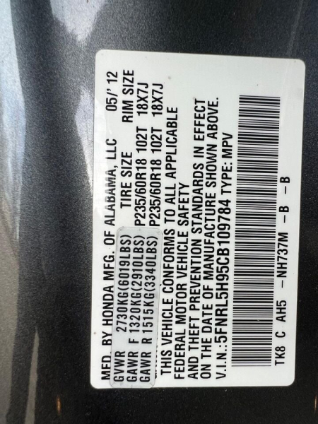 Honda Odyssey 2012 price $12,991