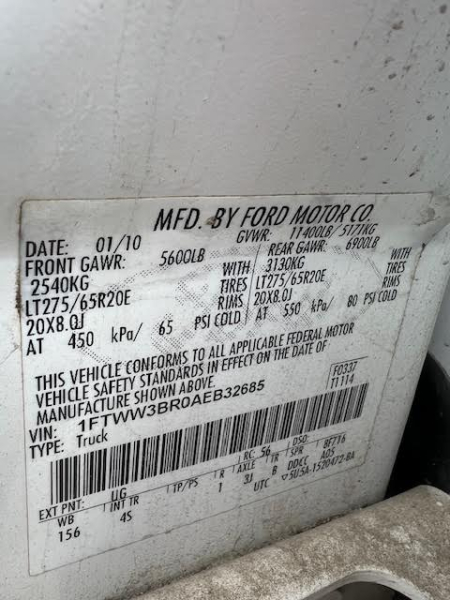 Ford Super Duty F-350 SRW 2010 price $15,500