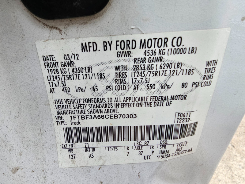 Ford Super Duty F-350 SRW 2012 price $9,995