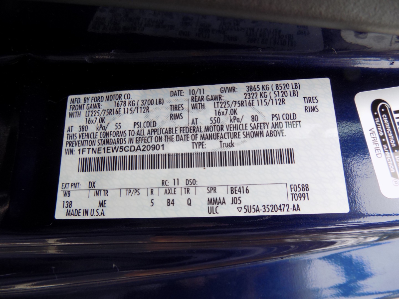 Ford Econoline Cargo Van 2012 price $17,995