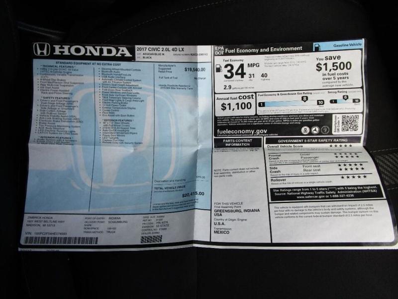 Honda Civic 2017 price $15,995