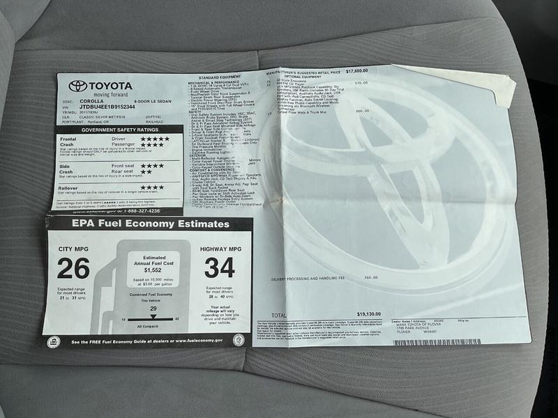 Toyota Corolla 2011 price $10,995