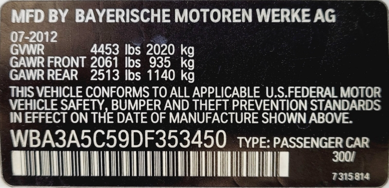 BMW 3-Series 2013 price $7,995