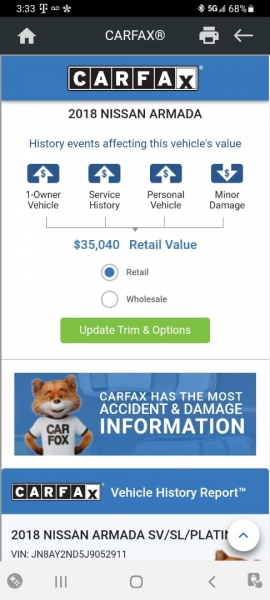 Nissan Armada 2018 price $18,999 Cash