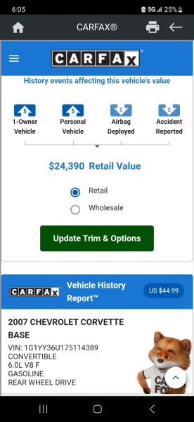 Chevrolet Corvette 2007 price $17,999 Cash