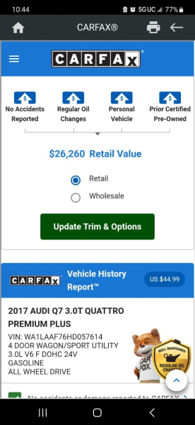 Audi Q7 2017 price $21,999 Cash
