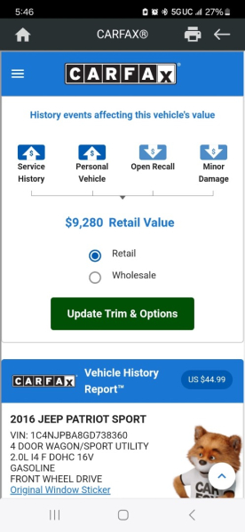 Jeep Patriot 2016 price $7,999 Cash