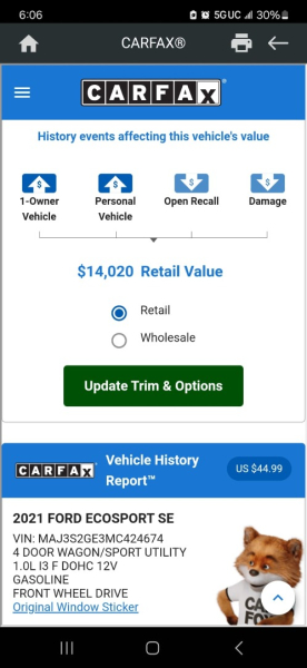 Ford EcoSport 2021 price $10,999 Cash