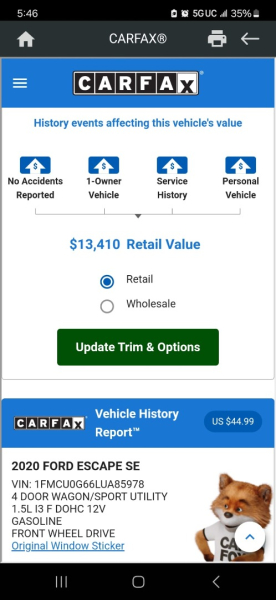 Ford Escape 2020 price $10,999 Cash