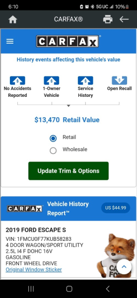 Ford Escape 2019 price $12,999 Cash