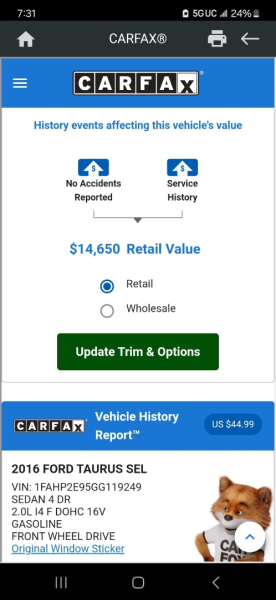 Ford Taurus 2016 price $14,499 Cash