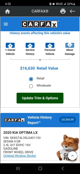 Kia Optima 2020 price $12,999 Cash