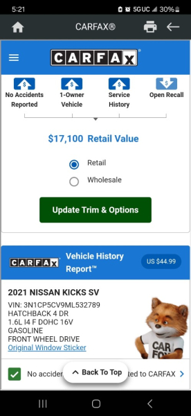 Nissan Kicks 2021 price $16,999 Cash