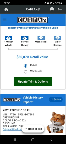 Ford F-150 2020 price $24,999 Cash