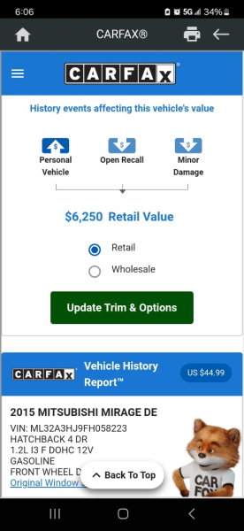Mitsubishi Mirage 2015 price $4,999 Cash