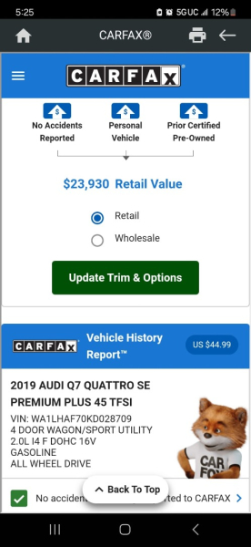 Audi Q7 2019 price $18,999 Cash