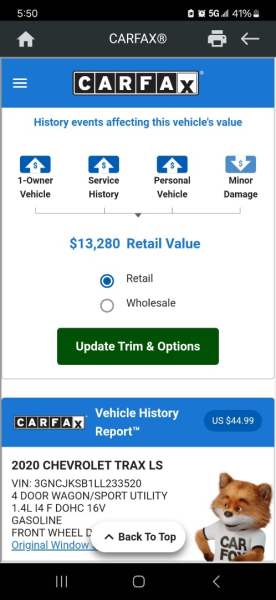 Chevrolet Trax 2020 price $11,999 Cash