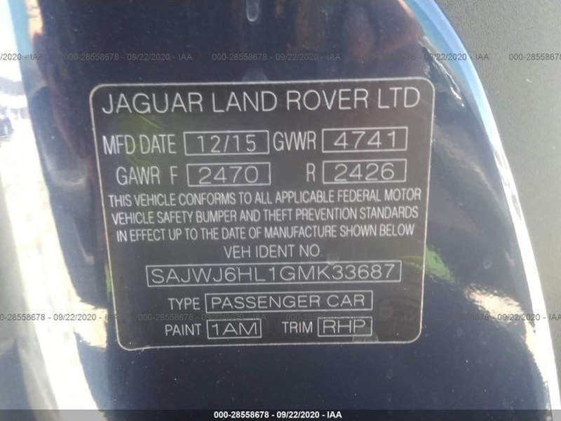 Jaguar F-TYPE 2016 price $0