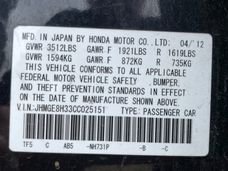 Honda Fit 2012 price $6,895