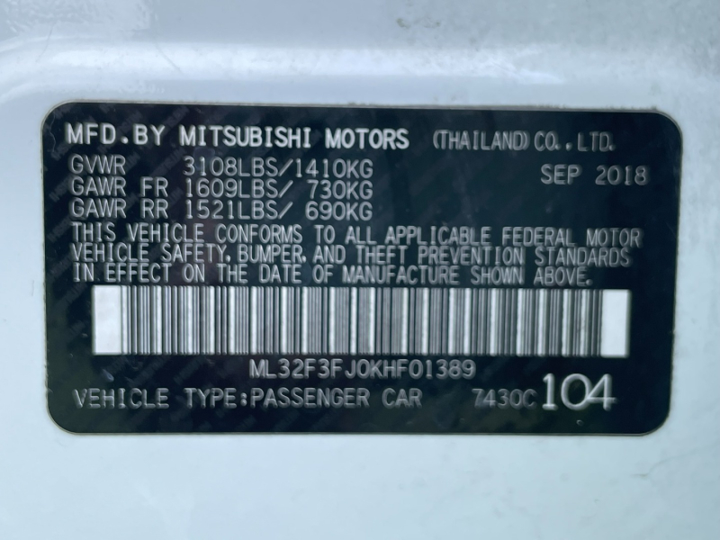 Mitsubishi Mirage G4 2019 price $6,195