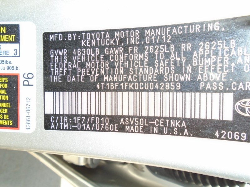 Toyota Camry 2012 price $11,977
