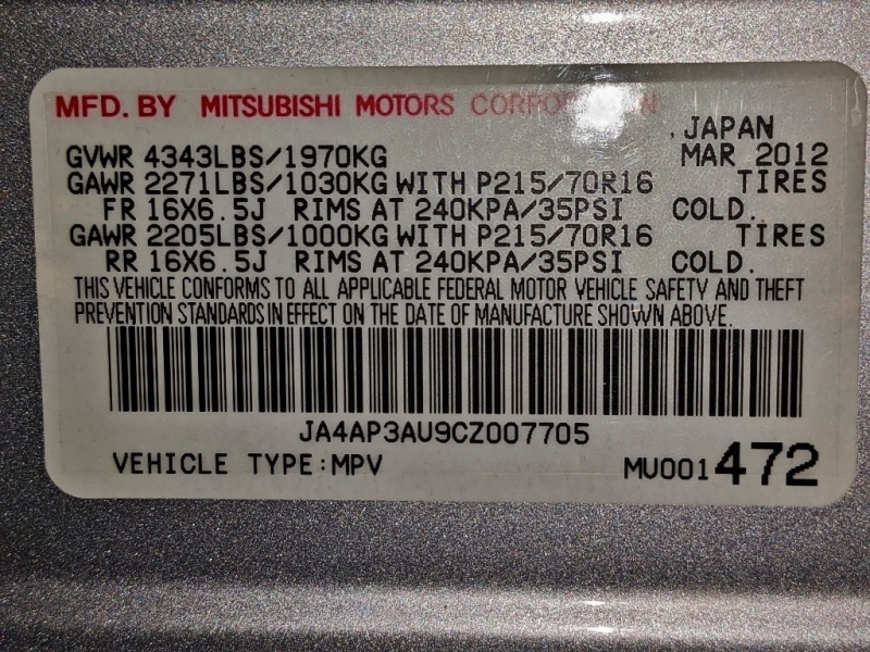 Mitsubishi Outlander Sport 2012 price $7,450