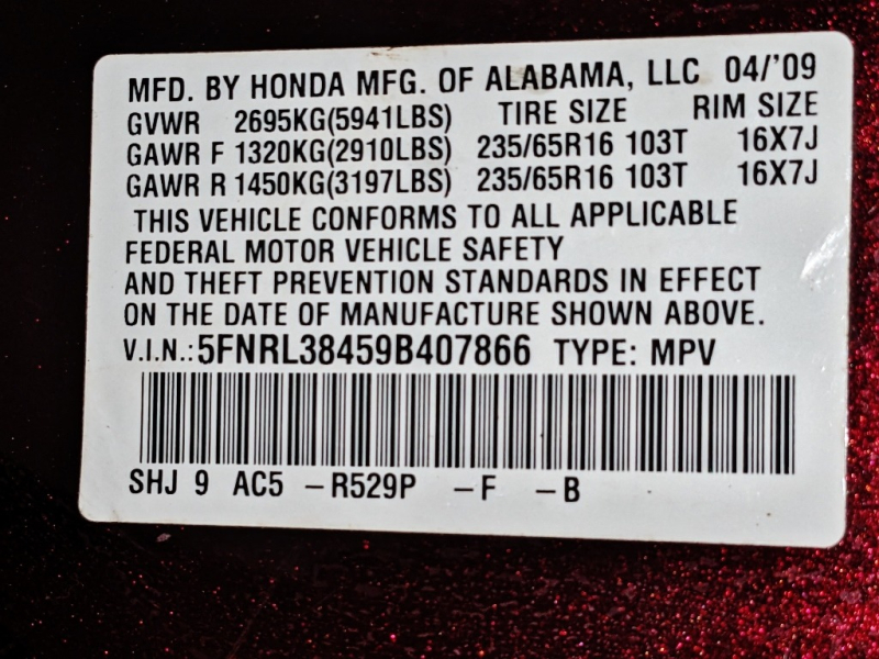 Honda Odyssey 2009 price $6,450