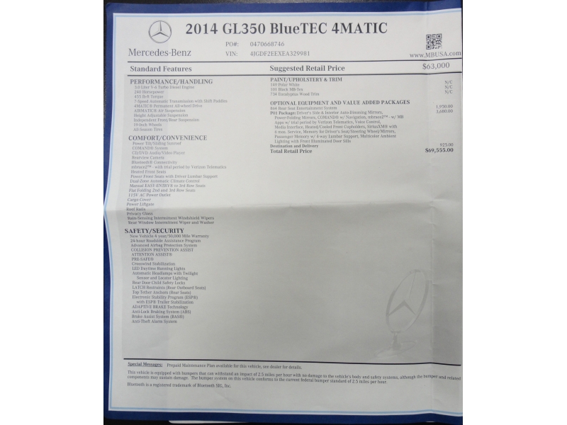 Mercedes-Benz GL-Class 2014 price $24,888