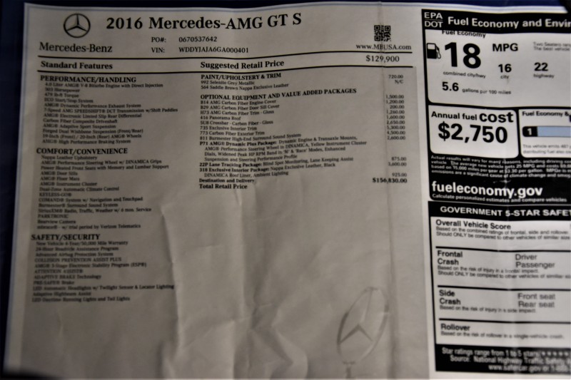Mercedes-Benz AMG GT 2016 price $102,800