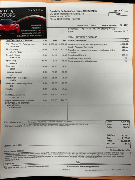 Dodge Viper 2002 price $1,111,111