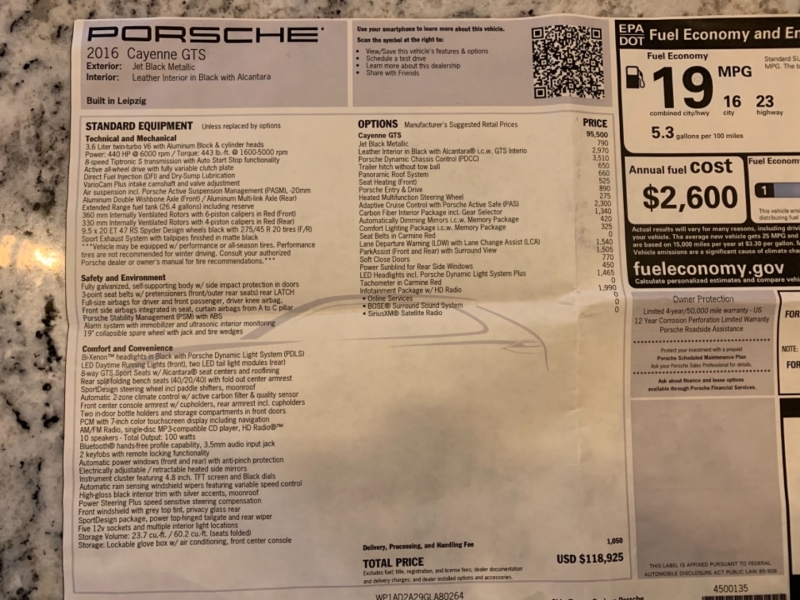 Porsche Cayenne 2016 price $52,900