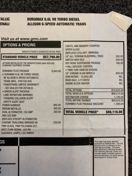 GMC Sierra 2500HD 2016 price $59,900