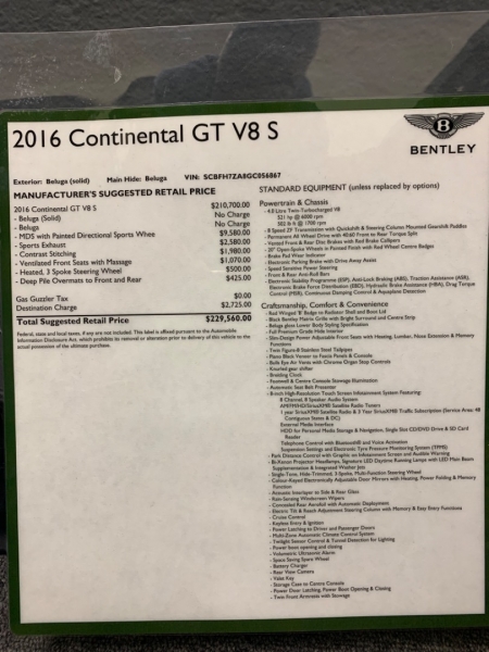 Bentley Continental GT 2016 price $134,900