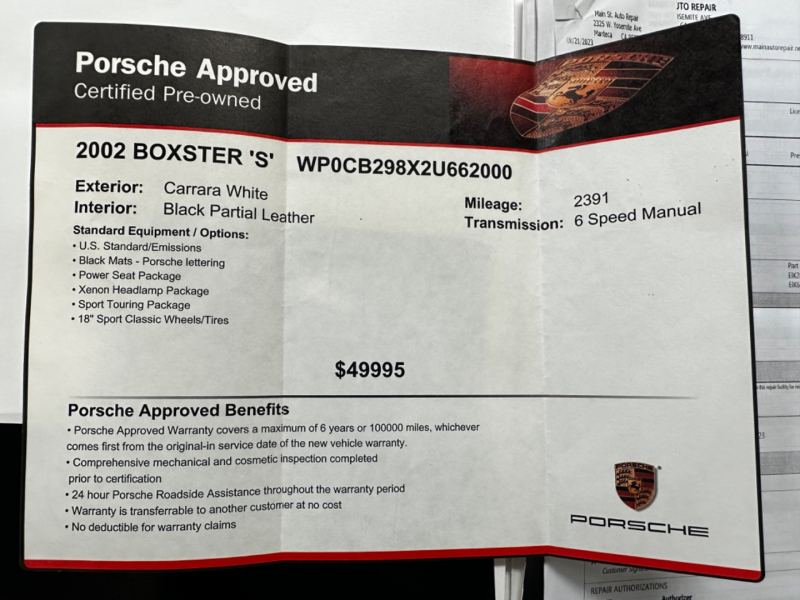 Porsche Boxster 2002 price $18,900