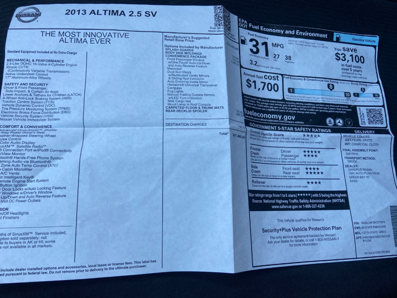 Nissan Altima 2013 price $14,990