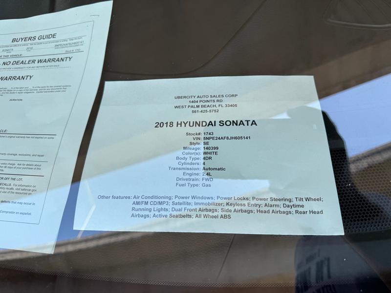 HYUNDAI SONATA 2018 price $11,695