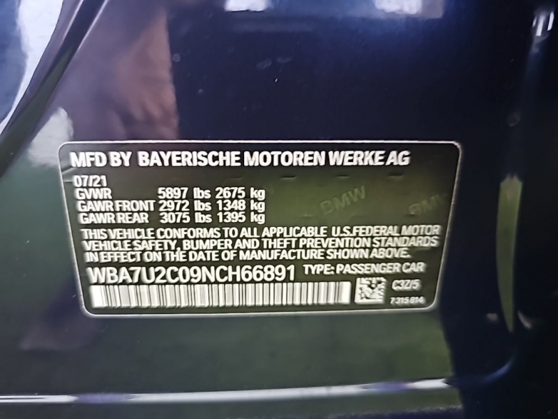 BMW 750i 2022 price $70,877