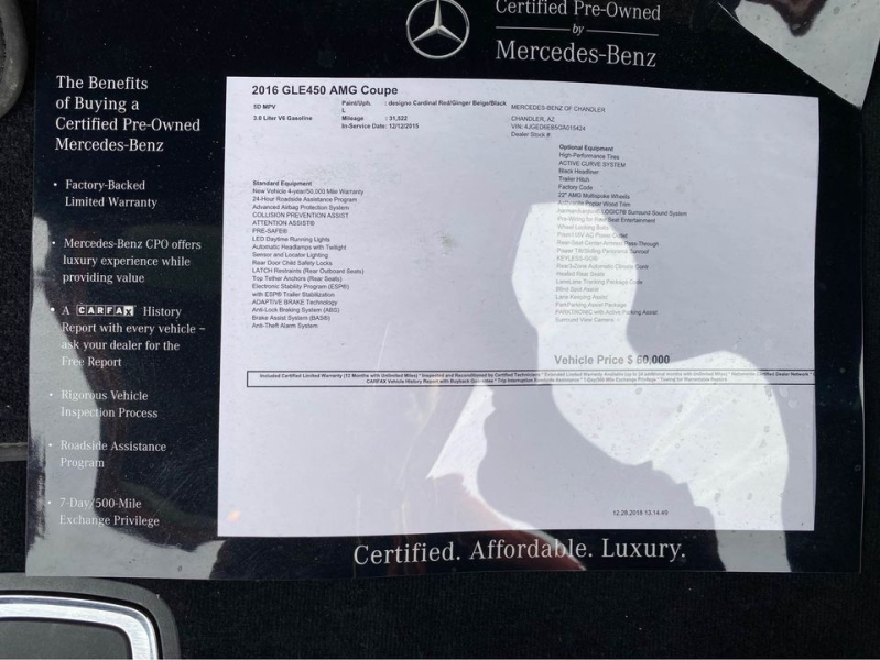 Mercedes-Benz GLE 2016 price $35,995
