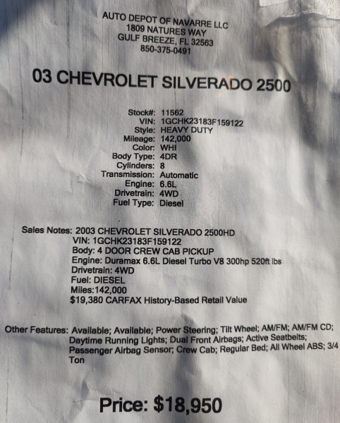 Chevrolet Silverado 2500HD 2003 price $17,950